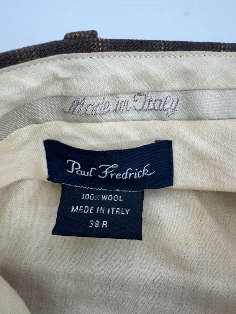 Paul Fredrick Brown Plaid Wool Pants Size 38