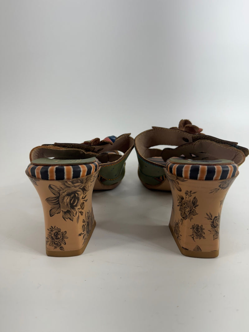 Spring Step L'Artiste Multicolor Flower Heels Size 7 