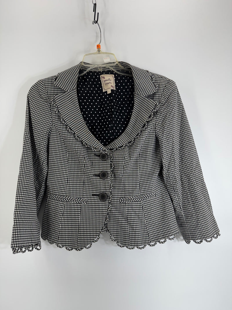 Nanette Lepore Black/White Checkered Jacket Size 4