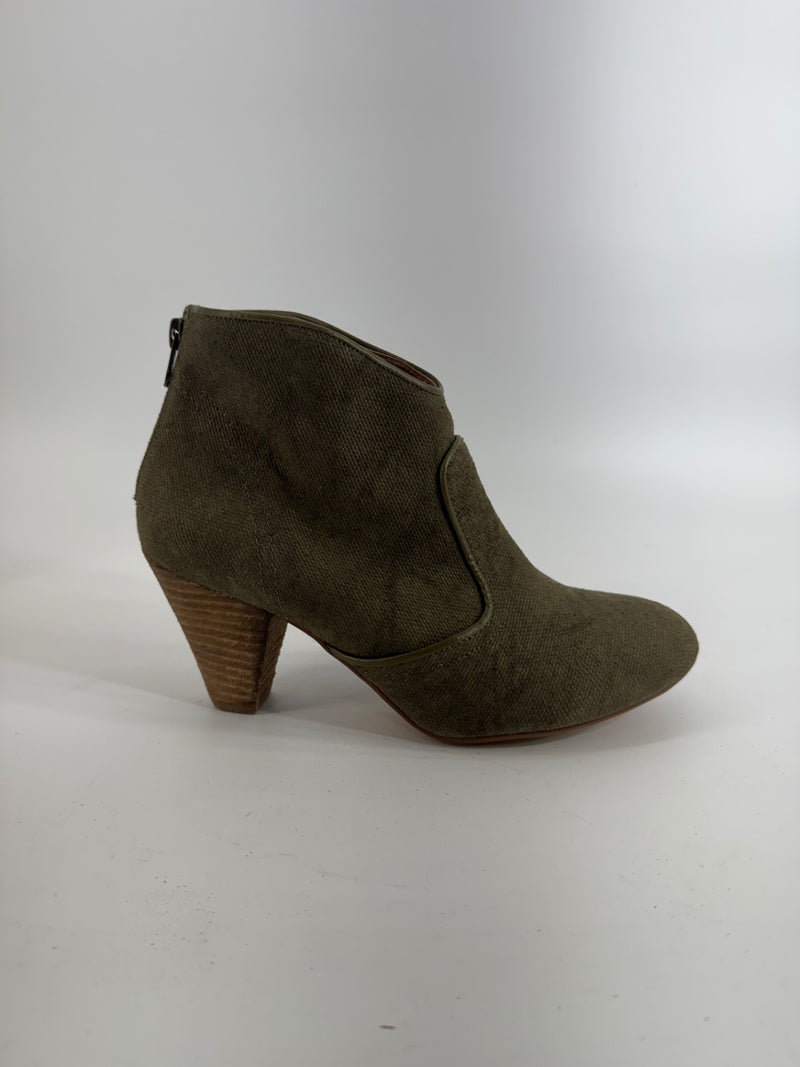 Sixty Seven Olive Canvas Ankle Boots Size 39