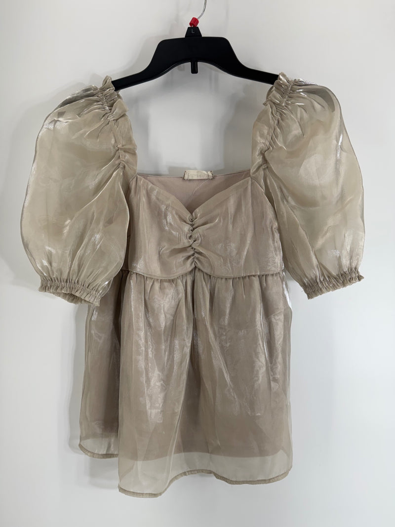 Altar’d State Champagne Shimmer Blouse Size XS