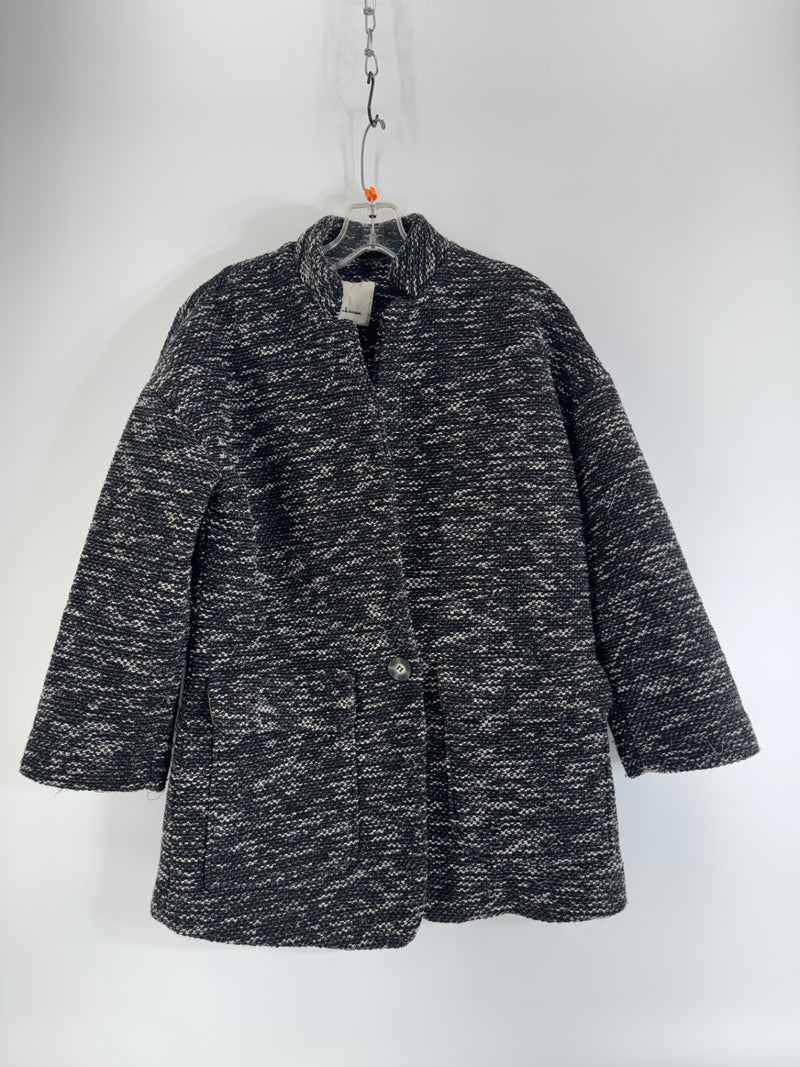 Elevenses Black/White Tweed Coat Size SM