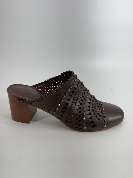Brighton Brown Leather Studded Mules Size 7.5