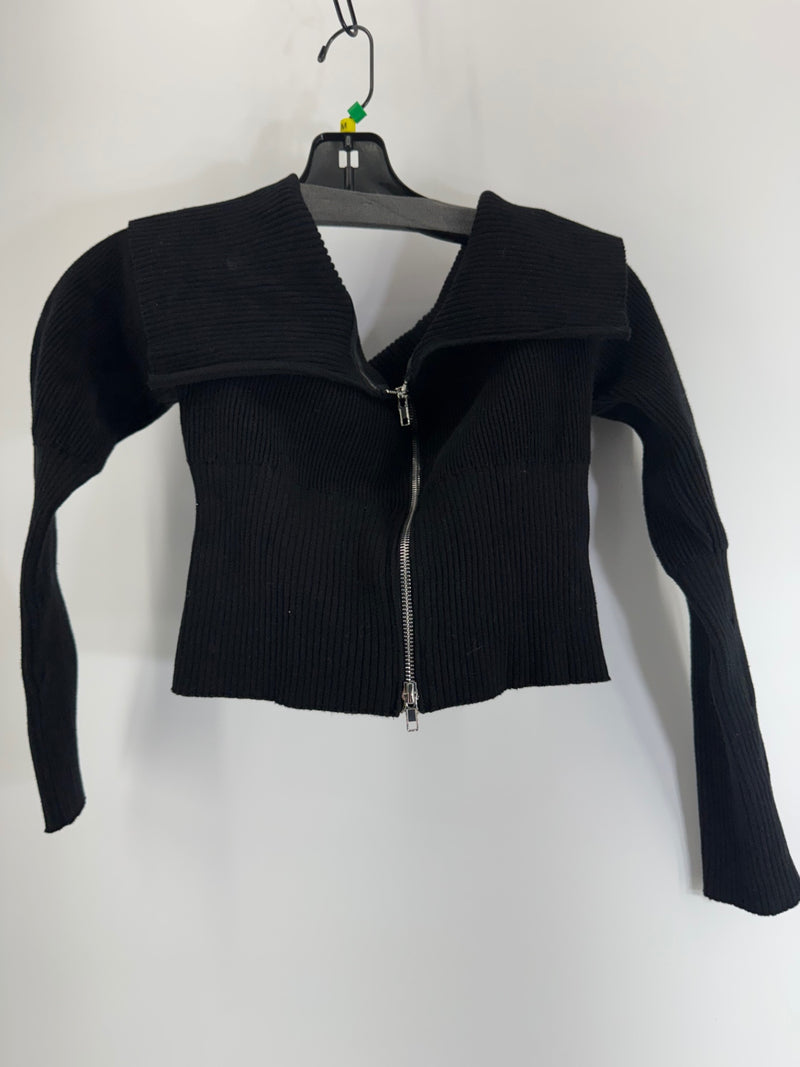 Edikted Black Ribbed Crop Sweater Size M/L
