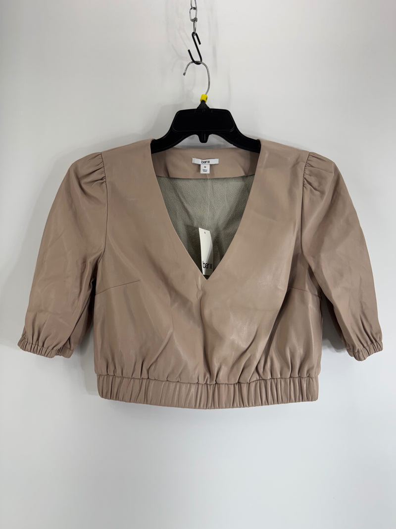 Bar III Nude V Neck Crop Blouse Size M