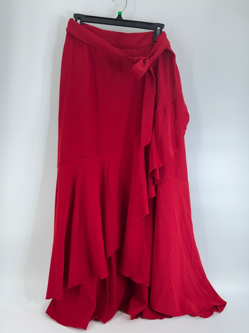 Chouyatou Red Layered Maxi Skirt Size LG
