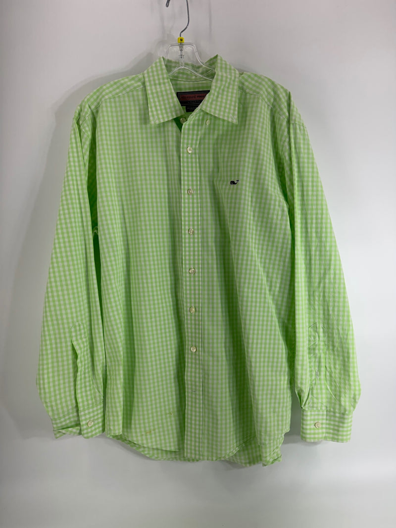 Vineyard Vines Green/White Button Up Size M