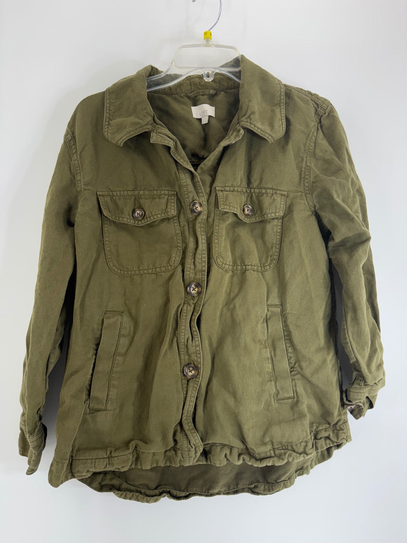 LOFT Olive Button Jacket Size M