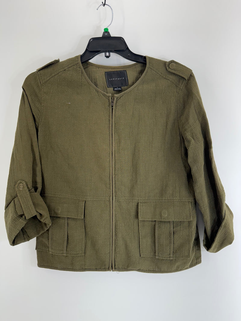 Sanctuary Olive Zip Up Jacket Size LG