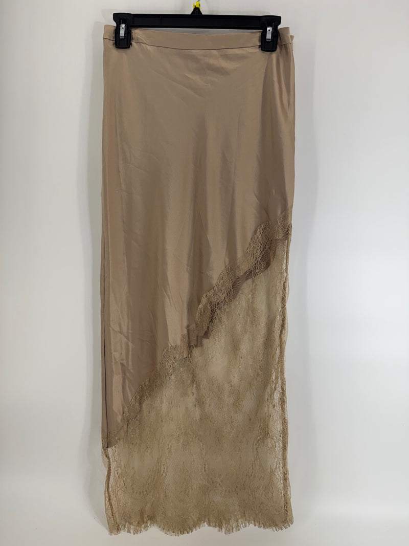 Olivaceous Beige Floral Lace Maxi Skirt Size M