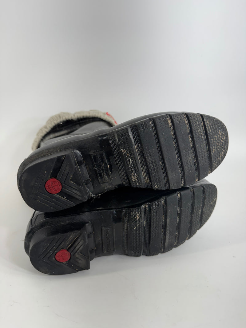 Hunter Black Rain Boots with Boot Socks Size LG