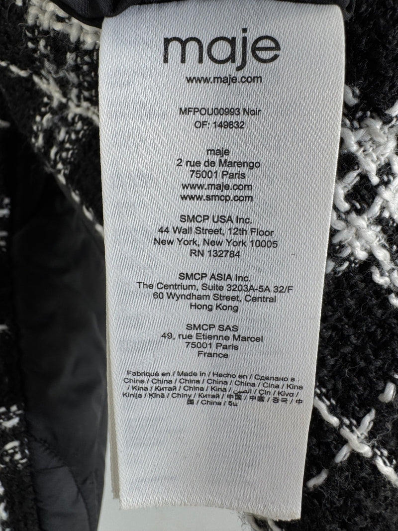 Maje Quilted/Tweed Reversible Coat Size 0