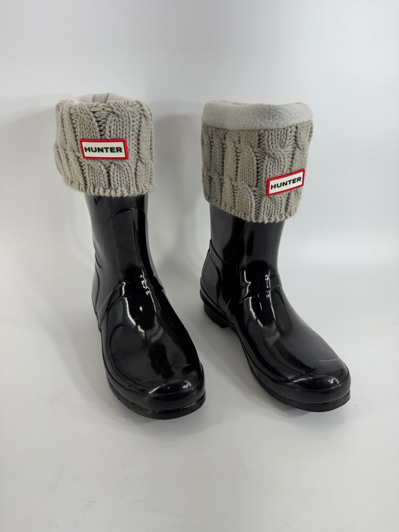 Hunter Black Rain Boots with Boot Socks Size LG