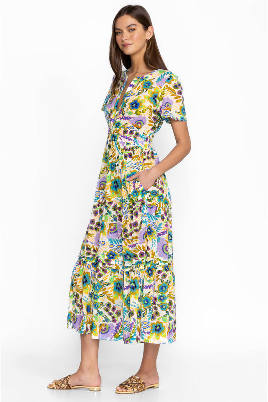 JOHNNY WAS - Ikat Bloom Pintuck Tiered Dress