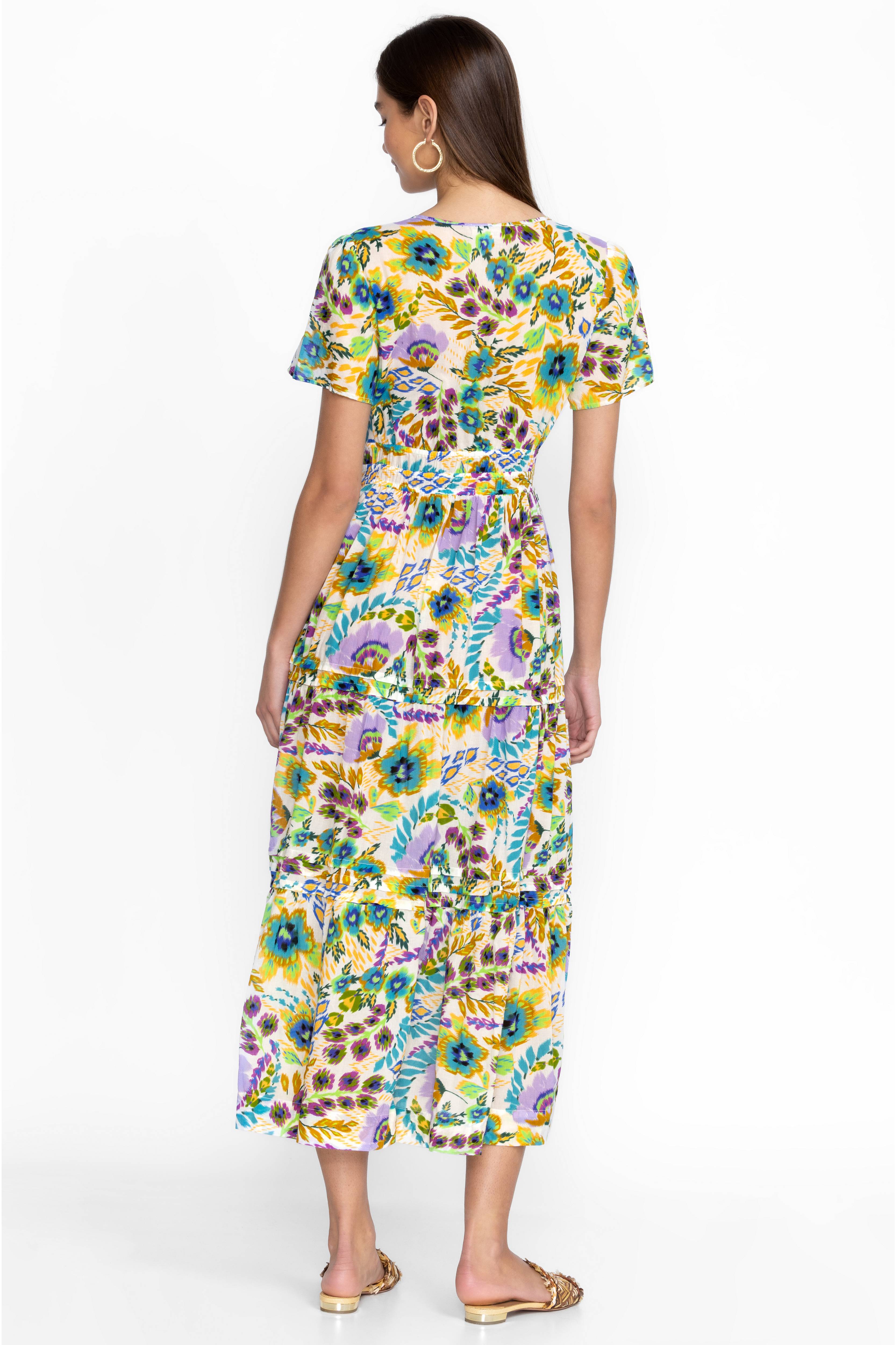 JOHNNY WAS - Ikat Bloom Pintuck Tiered Dress