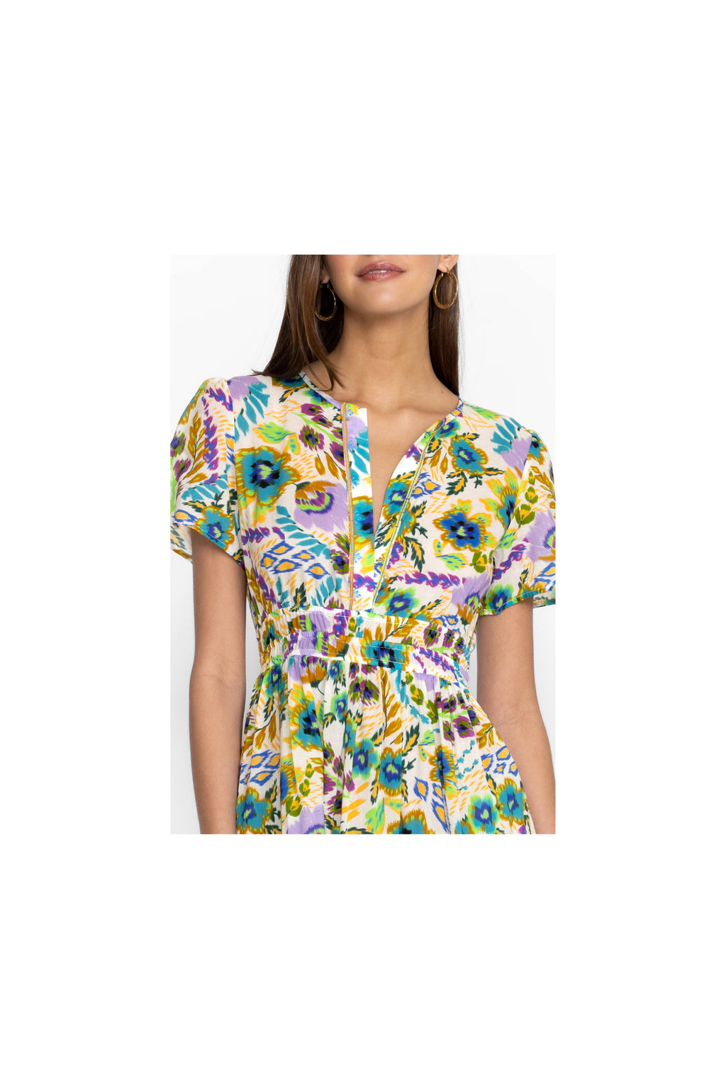 JOHNNY WAS - Ikat Bloom Pintuck Tiered Dress