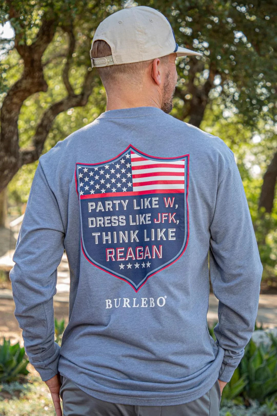 BURLEBO -Party Like W Reagan Tee - GRAY LONG SLEEVE